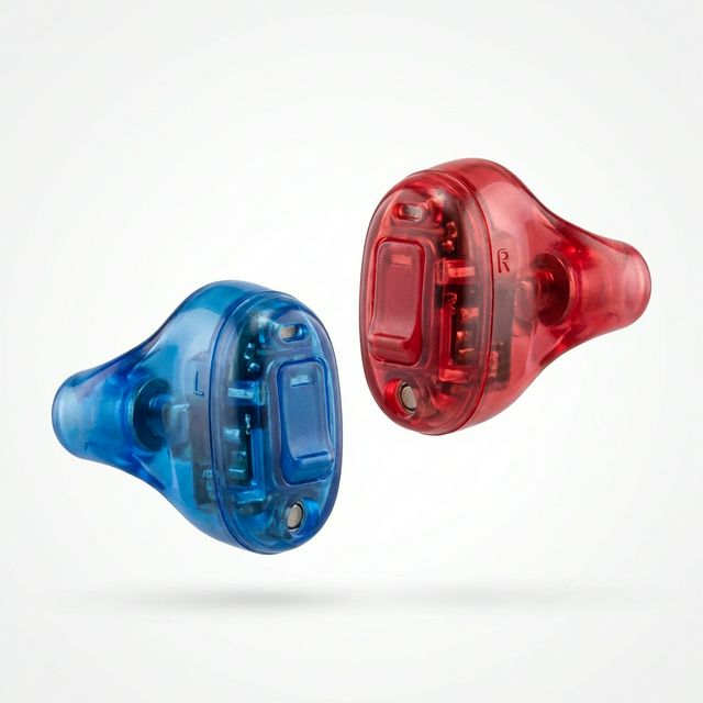 Signia Insio IX 5 - IIC Hörgeräte in Rot und Blau